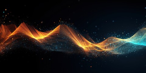 Visualization of sound waves. Abstract futuristic background with colorful glowing neon moving high speed wave lines and bokeh lights. Data transfer concept. Fantastic wallpaper. Generative AI