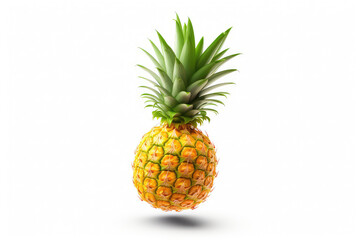 Pineapple levitate isolated on white background. (ai generated)