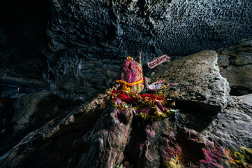 Tourists and locals visiting Mahendra Cave, a large limestone cave near Pokhara city, Nepal