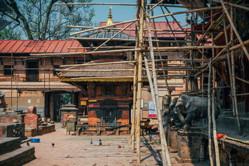 A landscape around Changu Narayan, a historic Hindu temple, is situated atop a tall hill in the Changunarayan Municipality of Bhaktapur, Kathmandu Valley, Nepal.