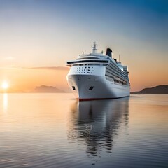 Obraz na płótnie Canvas cruise ship at sunset