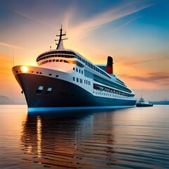 cruise ship at sunset