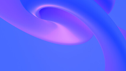 Glowing pink bright blue purple lilac gradient element on cornflower blue background. Lighted by pink light abstract twisted 3d shape. Futuristic render illustration backdrop for banner poster placard
