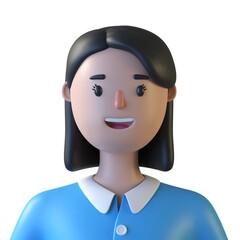 3d female cartoon character avatar isolated in 3d rendering