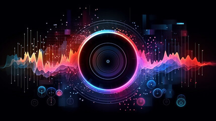 Sound wave flyer electronic round music dance.  - obrazy, fototapety, plakaty
