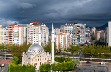 Fototapeta premium Amazing bird's view photo of Nisantasi Mosque. Konya, Turkey
