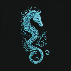 seahorse vector illustration isolated white background - obrazy, fototapety, plakaty