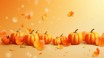 Thanksgiving day banner festive background with real pumpkin. Generative AI