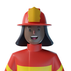 3d firefighter cartoon character avatar isolated in 3d rendering