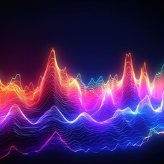 Visualization of sound waves. Abstract futuristic background with colorful glowing neon moving high speed wave lines and bokeh lights. Data transfer concept. Fantastic wallpaper. Generative AI
