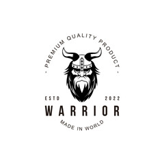 Viking Logo. Warrior Viking Old Man logo icon symbol black and white