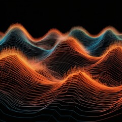 Visualization of sound waves. Abstract futuristic background with colorful glowing neon moving high speed wave lines and bokeh lights. Data transfer concept. Fantastic wallpaper. Generative AI