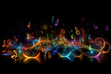 Fototapeta premium Visualization of sound waves. Abstract futuristic background with colorful glowing neon moving high speed wave lines and bokeh lights. Data transfer concept. Fantastic wallpaper. Generative AI