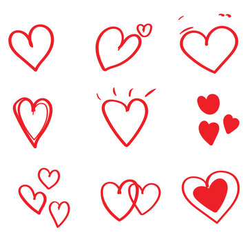 Vector hearts set. hand drawn love heart collection. illustrations for valentines and wedding
