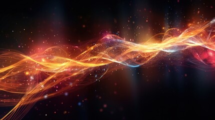 Obraz premium Visualization of sound waves. Abstract futuristic background with colorful glowing neon moving high speed wave lines and bokeh lights. Data transfer concept. Fantastic wallpaper. Generative AI