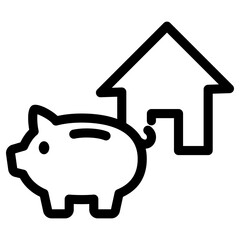 Piggy bank icon, Housing fund, Save money concept, Vector outline illustration.