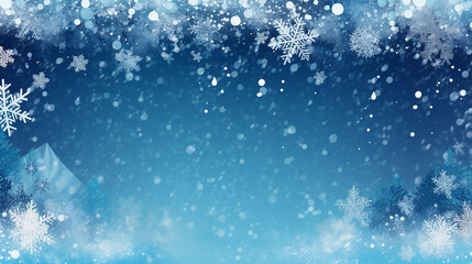 Obraz premium Christmas blue background with snow. 