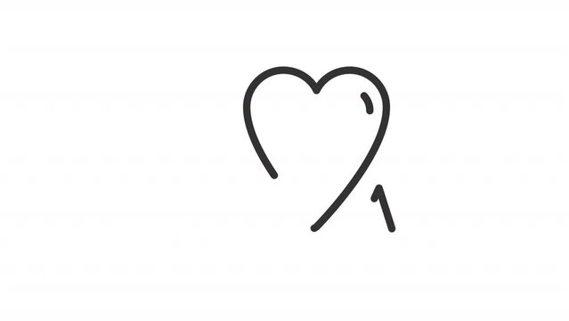Animated heart care linear icon. Medical treatment. Health issue. Drugstore medications. Looped HD video with alpha channel transparency. Thin line motion graphics. Contour symbol animation