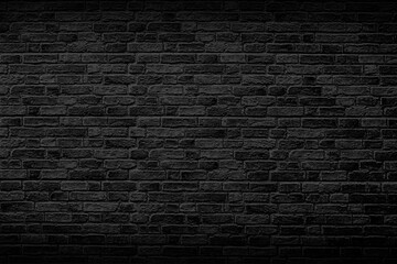 Naklejka na ściany i meble Black brick wall, antique old grunge white texture background.