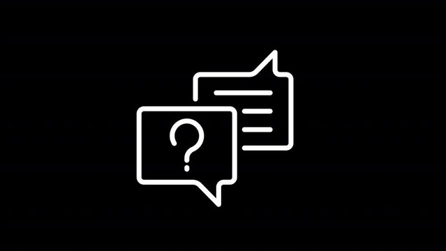Animated client query line icon. Help manager. Find solution. White linear HD video footage for night mode. Looped isolated symbol animation on black with alpha channel transparency