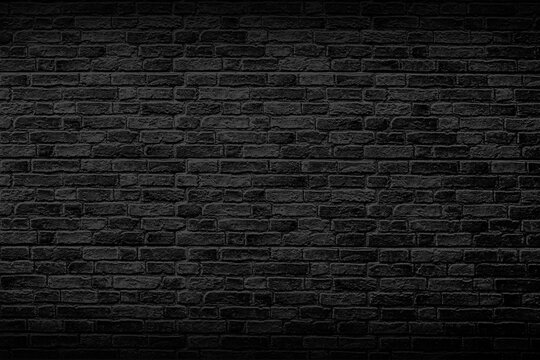 Black brick wall, antique old grunge white texture background.