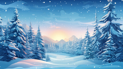 Natural winter Christmas background with blue sky heavy snowfall. Generative AI