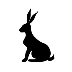 Wild leous, bunny profile icon. Hare, rabbit, forest animal with long ears. Jackrabbit character sitting, side view. cute mammal. vector illustration