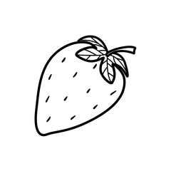 Summer sweet berry strawberry doodle icon. Vector illustration single sketch isolate on white.