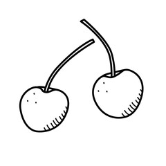 Summer sweet berry cherry doodle icons. Vector illustration single sketch isolate on white.