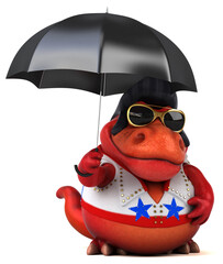 Fun 3D cartoon illustration of a Trex rocker