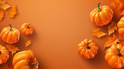 Thanksgiving day banner festive background with realistic pumpkin. Generative AI