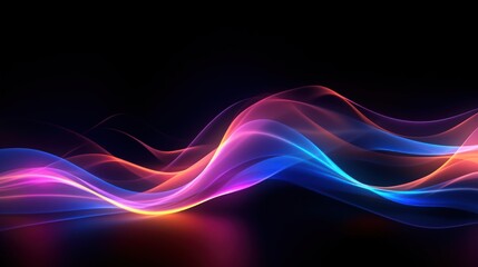 Naklejka premium Visualization of sound waves. Abstract futuristic background with colorful glowing neon moving high speed wave lines and bokeh lights. Data transfer concept. Fantastic wallpaper. Generative AI