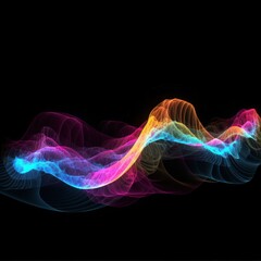 Obraz premium Visualization of sound waves. Abstract futuristic background with colorful glowing neon moving high speed wave lines and bokeh lights. Data transfer concept. Fantastic wallpaper. Generative AI