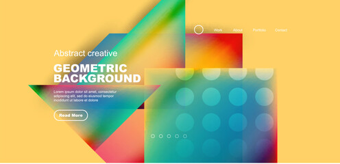 Geometric elements - squares and triangles composition background.