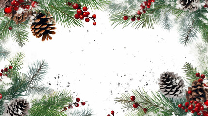 Obraz na płótnie Canvas Winter nature design frame text Merry Christmas with pines. 