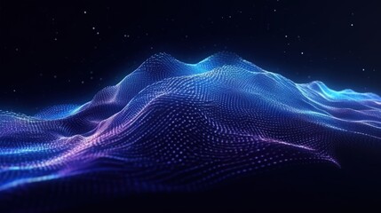 Visualization of sound waves. Abstract futuristic background with colorful glowing neon moving high speed wave lines and bokeh lights. Data transfer concept. Fantastic wallpaper. Generative AI