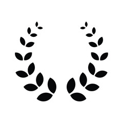 Fototapeta premium Laurel wreath glyph icon vector. Reward and achievement symbol stock illustration. Youth sport wreath icon for web or game interface. Prize for championship.