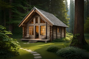 house in the woods generated ai