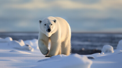 Obraz na płótnie Canvas Image of polar bear survival in the changing Arctic, Generative Ai