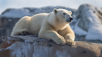 Image of polar bear survival in the changing Arctic, Generative Ai - 620458196