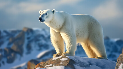 Image of polar bear survival in the changing Arctic, Generative Ai - 620458340