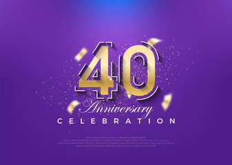 Gold number 40th anniversary. premium vector design. Premium vector for poster, banner, celebration greeting.