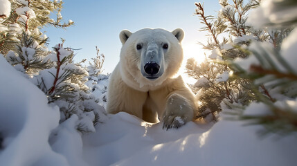 Image of polar bear survival in the changing Arctic, Generative Ai - 620458520