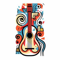 acoustic guitar illustration - obrazy, fototapety, plakaty