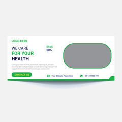 Fototapeta na wymiar video thumbnail for Medical healthcare and web banner template. promotion banner design for live business workshop. video cover for doctor. Dental clinic social media health service vector
