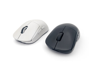 wireless and bluetooth black and white mice on white background