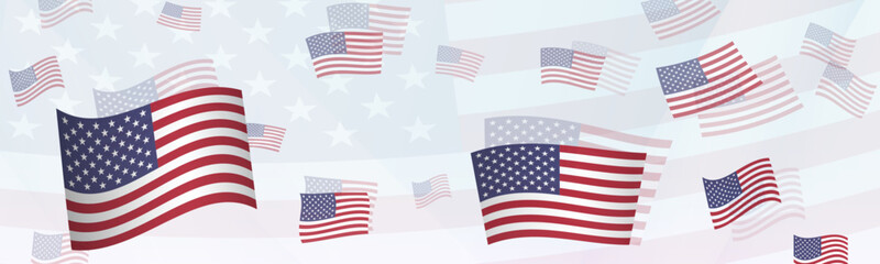Fototapeta premium USA flag-themed abstract design on a banner. Abstract background design with National flags.