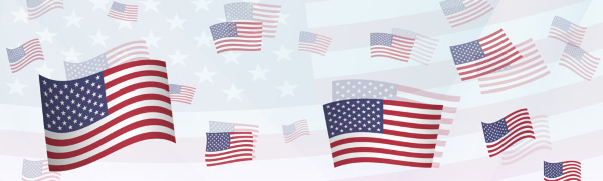 USA flag-themed abstract design on a banner. Abstract background design with National flags.