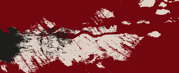 Obraz premium Abstract background of shabby concrete wall surface with bright red paint and weathered parts