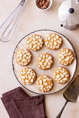 Almond cookies. Vegetarian food. Dessert. Homemade cakes.